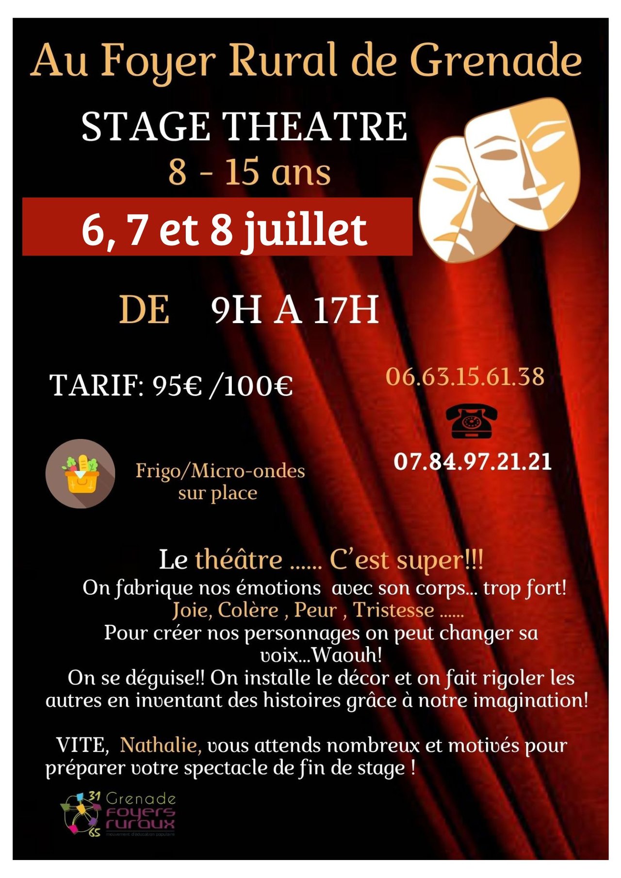 STAGE DE THÉÂTRE 8/15 ANS — visuel événement
