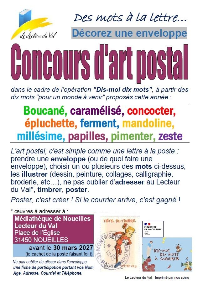 "DIS-MOI DIX MOTS À SAVOURER" : CONCOURS D'ART POSTAL