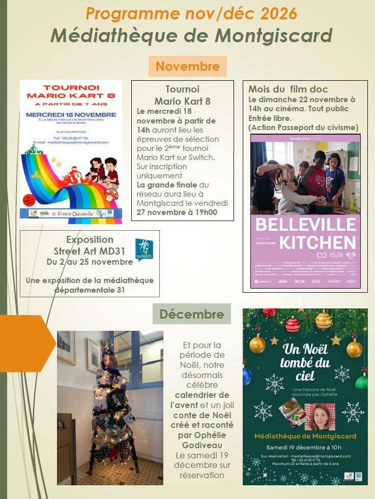 PROGRAMMATION D'HIVER À LA MÉDIATHÈQUE