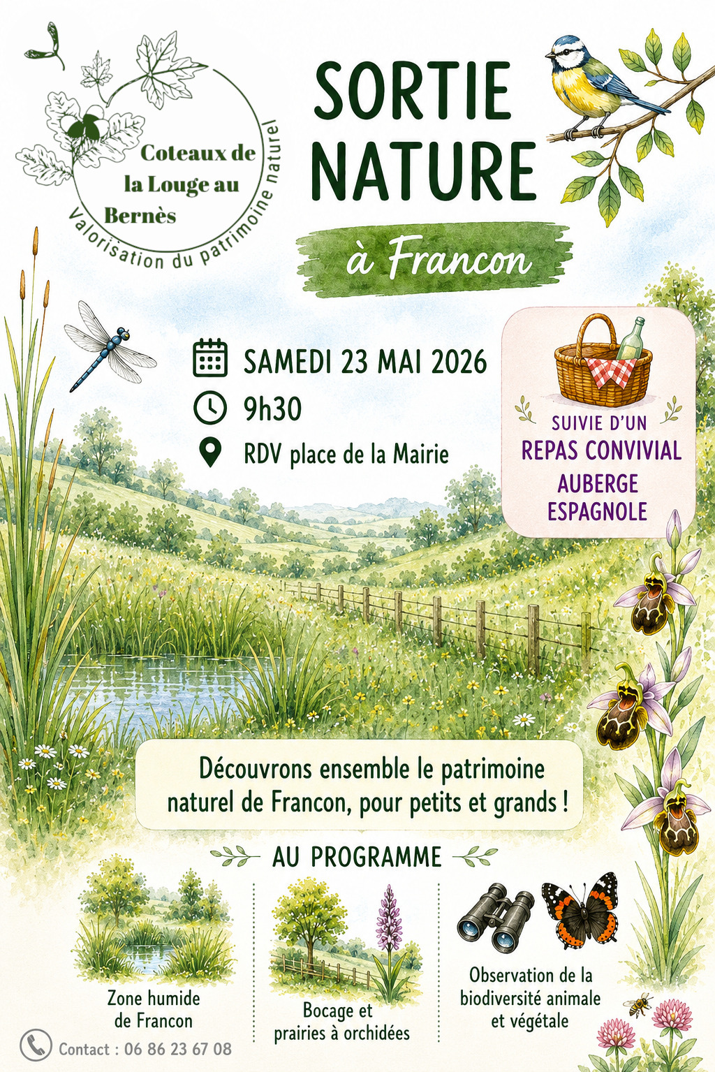 SORTIE NATURE À FRANCON ORGANISÉ PAR L'ASSOCIATION COTEAUX DE LA LOUGE AU BERNÈS