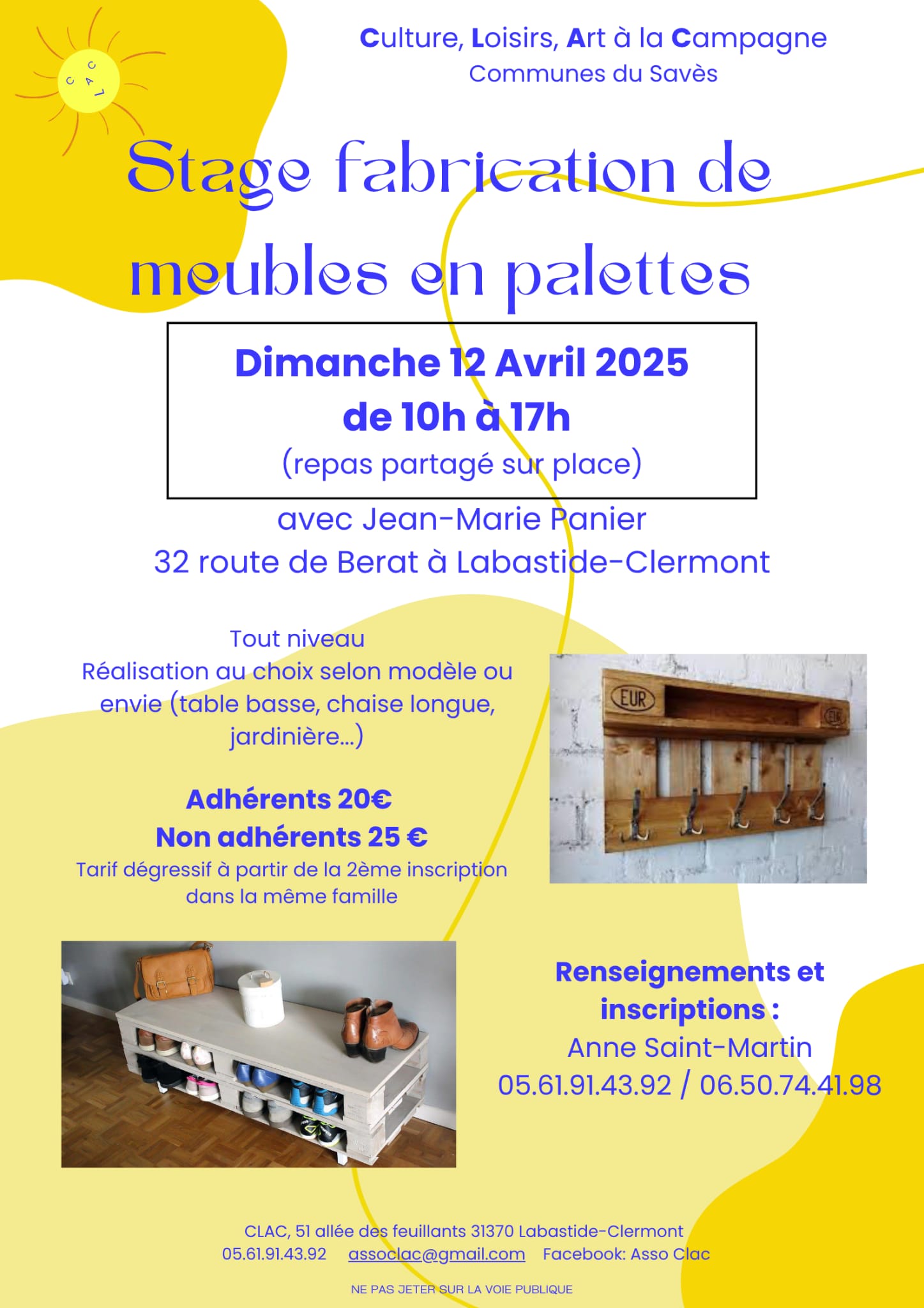 STAGE FABRICATION DE MEUBLES EN PALETTES — visuel événement