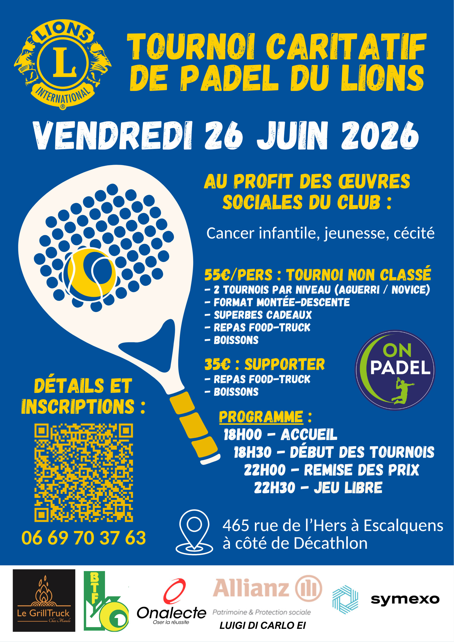 2E TOURNOI CARITATIF DE PADEL LIONS