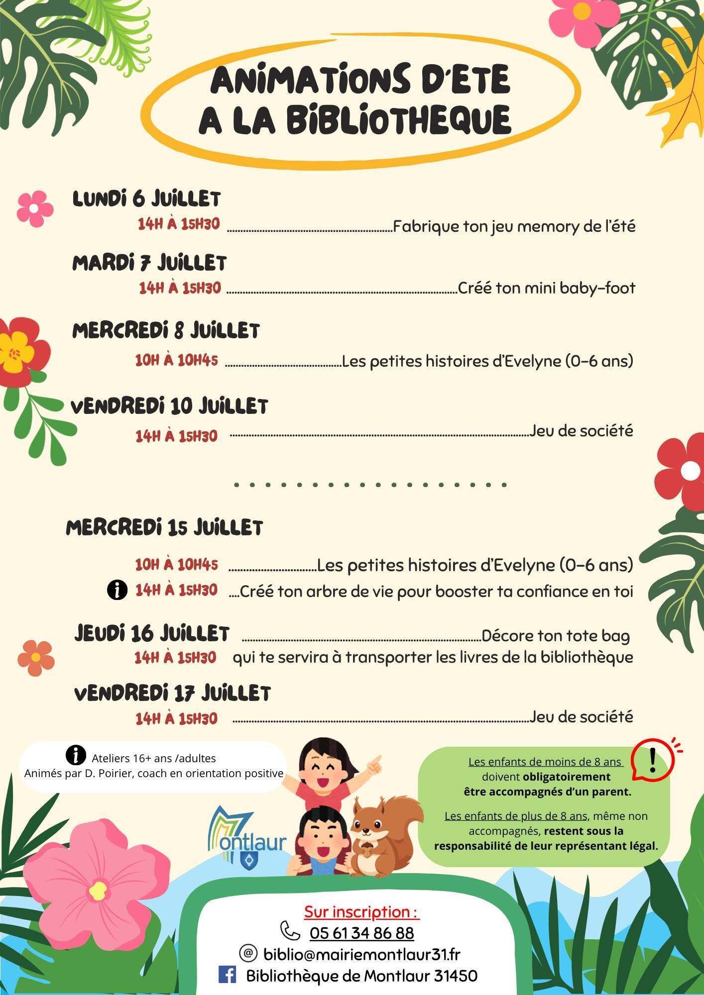ANIMATIONS D'ÉTÉ À LA BIBLIOTHÈQUE