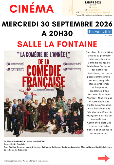 CINEMA : DE LA COMÉDIE FRANÇAISE