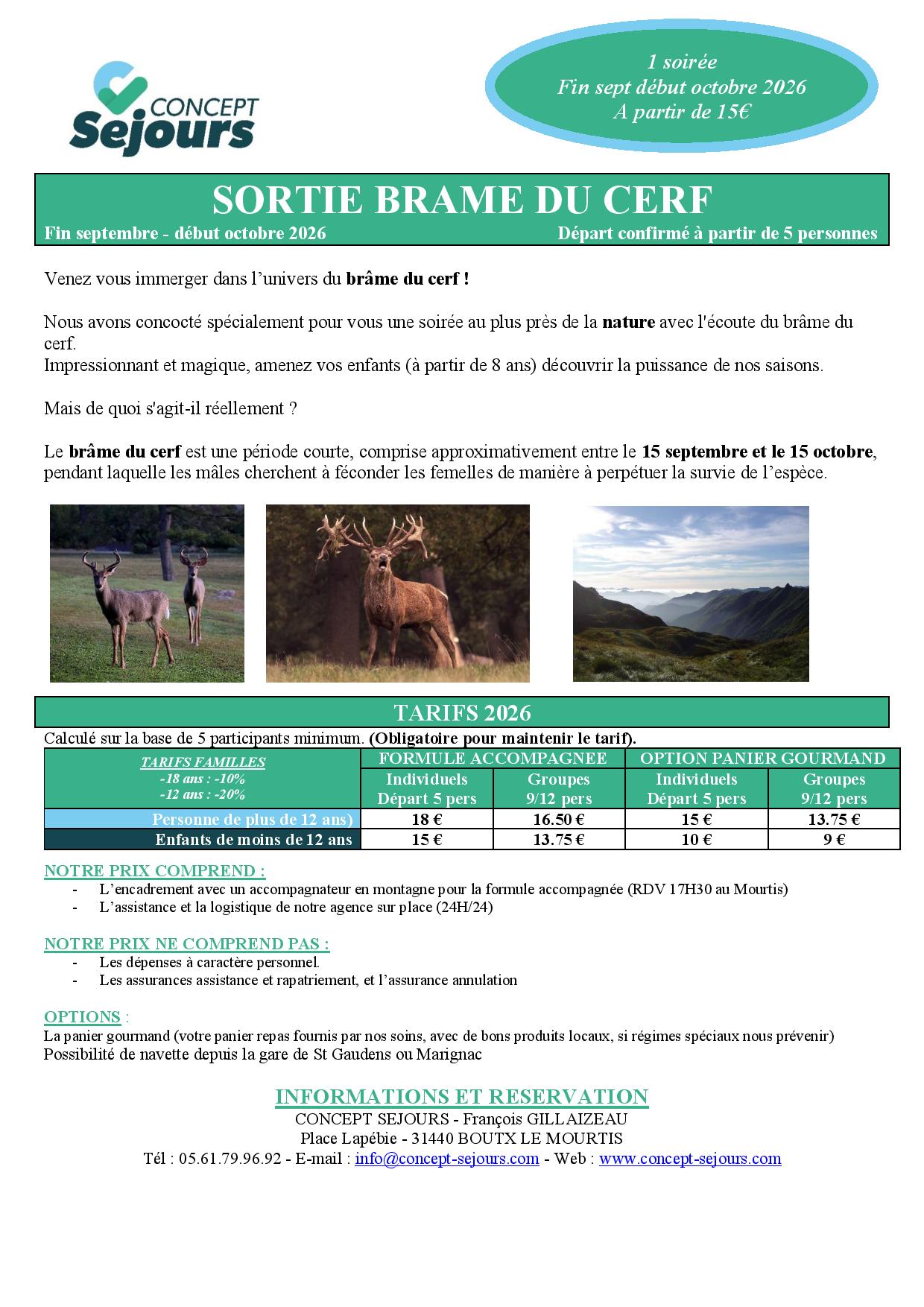 SORTIE BRAME DU CERF AVEC CONCEPT SÉJOURS