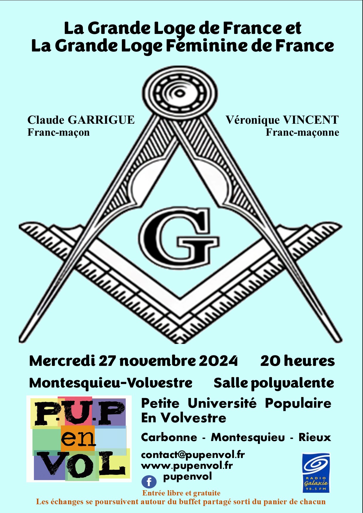 FRANC-MACONNERIE : CONFERENCE Le 27 nov 2024