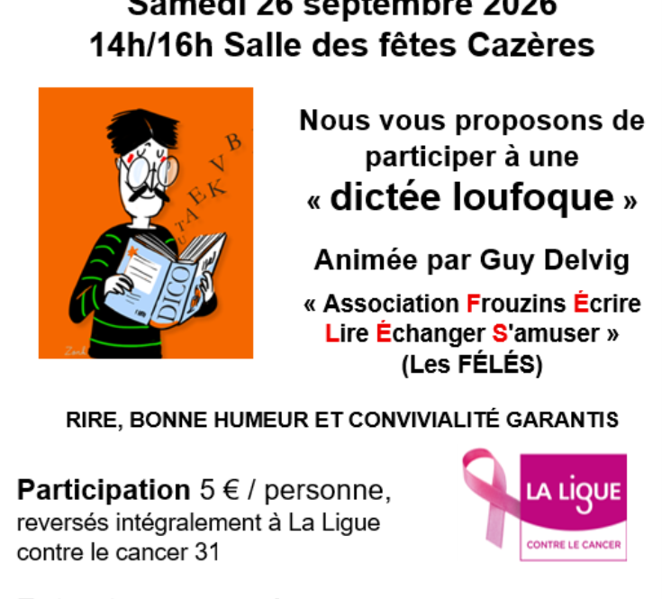 26 - SEPT - OCTOBRE ROSE - DICTEE LOUFOQUE - CAZERES