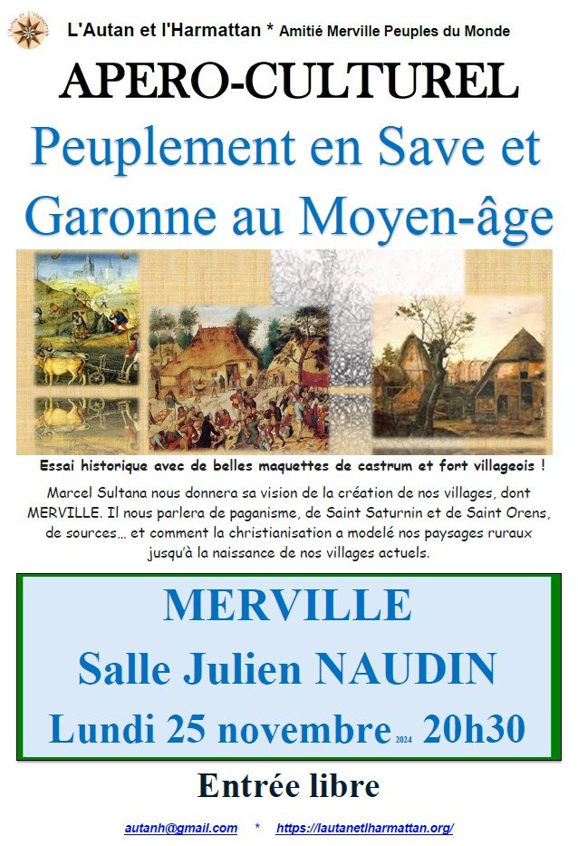 APÉRO CULTUREL : PEUPLEMENT EN SAVE & GARONNE AU MOYEN-ÂGE