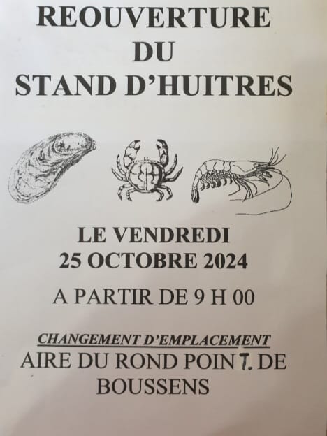 RÉOUVERTURE DU STAND D'HUÎTRES DE BOUSSENS (1/1)