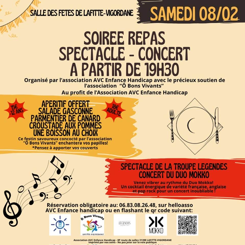 SOIRÉE REPAS - SPECTACLE - CONCERT Le 8 fév 2025