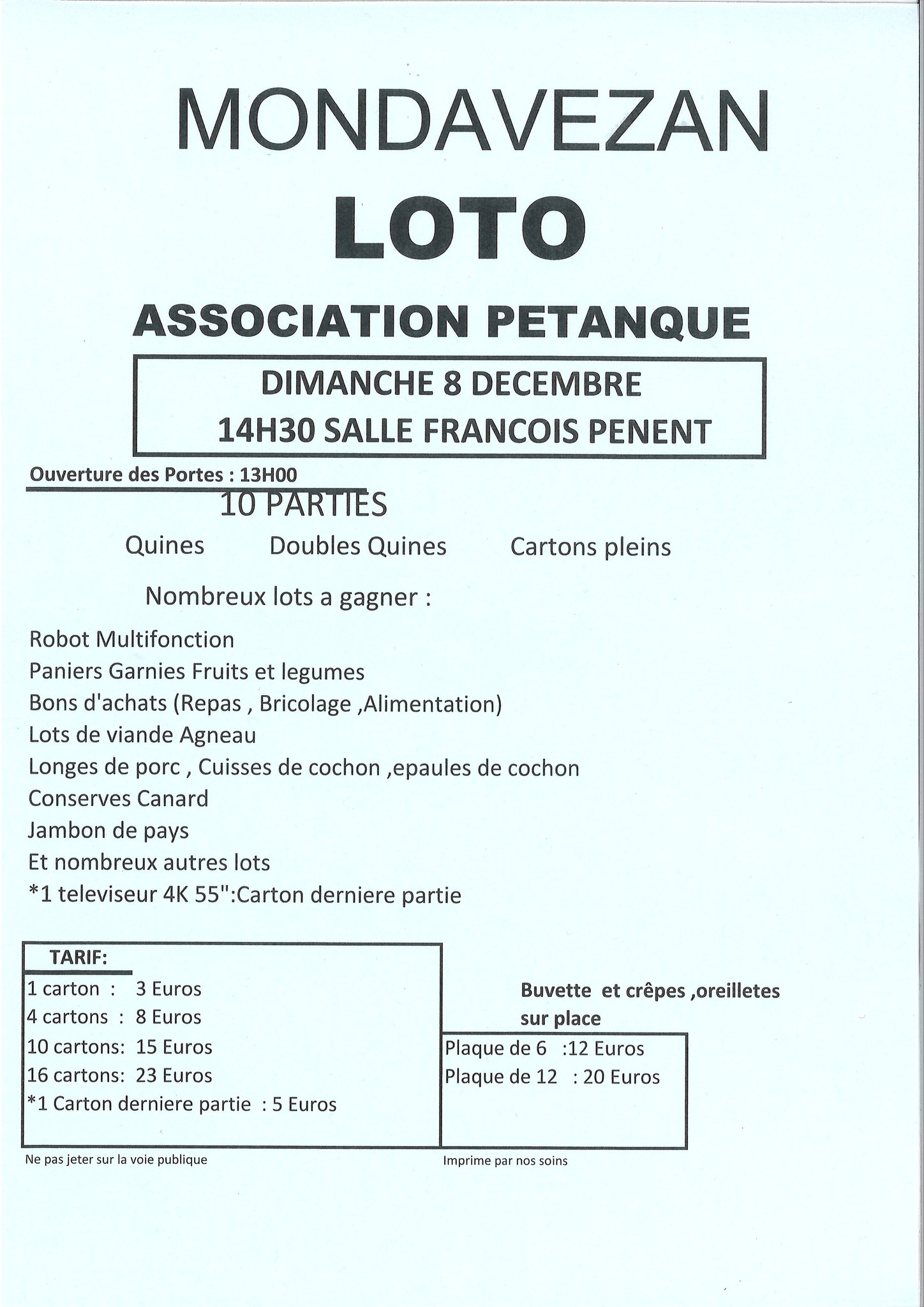 LOTO DE LA PÉTANQUE