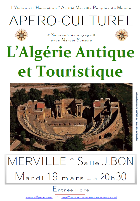 APÉRO CULTUREL : L'ALGÉRIE ANTIQUE ET TOURISTIQUE, MERVILLE