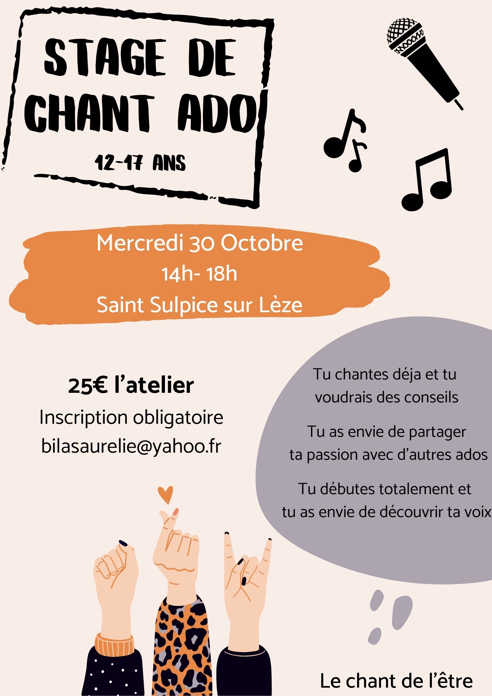 STAGE DE CHANT Le 30 oct 2024