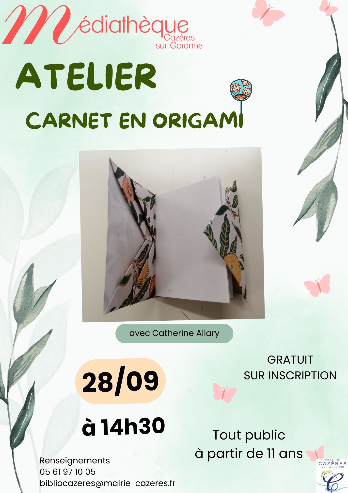 ATELIER CARNET EN ORIGAMI Le 28 sept 2024