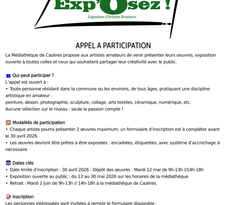 Appel à candidature Exp'Osez
