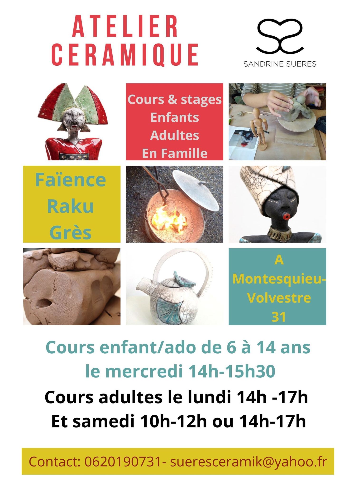 COURS ET STAGES ATELIER CÉRAMIQUE Du 25/9/2024 au 30/6/2025