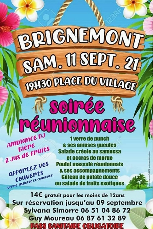 soiree reunionnaise brignemont 11 sept 2021 affiche, BRIGNEMONT