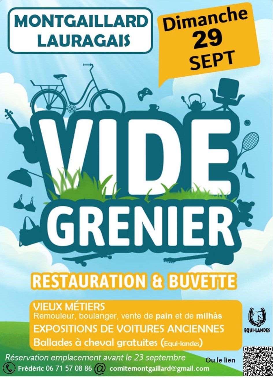 VIDE GRENIER MONTGAILLARD-LAURAGAIS Le 29 sept 2024